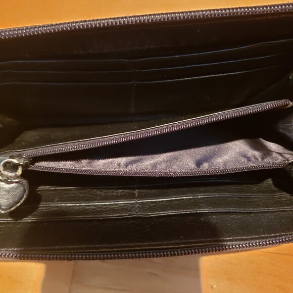 BRIGHTON Wallet Clutch Black Brown ZIP AROUND Credit Card Bill ID ORGANIZER EUC - Picture 6 of 7